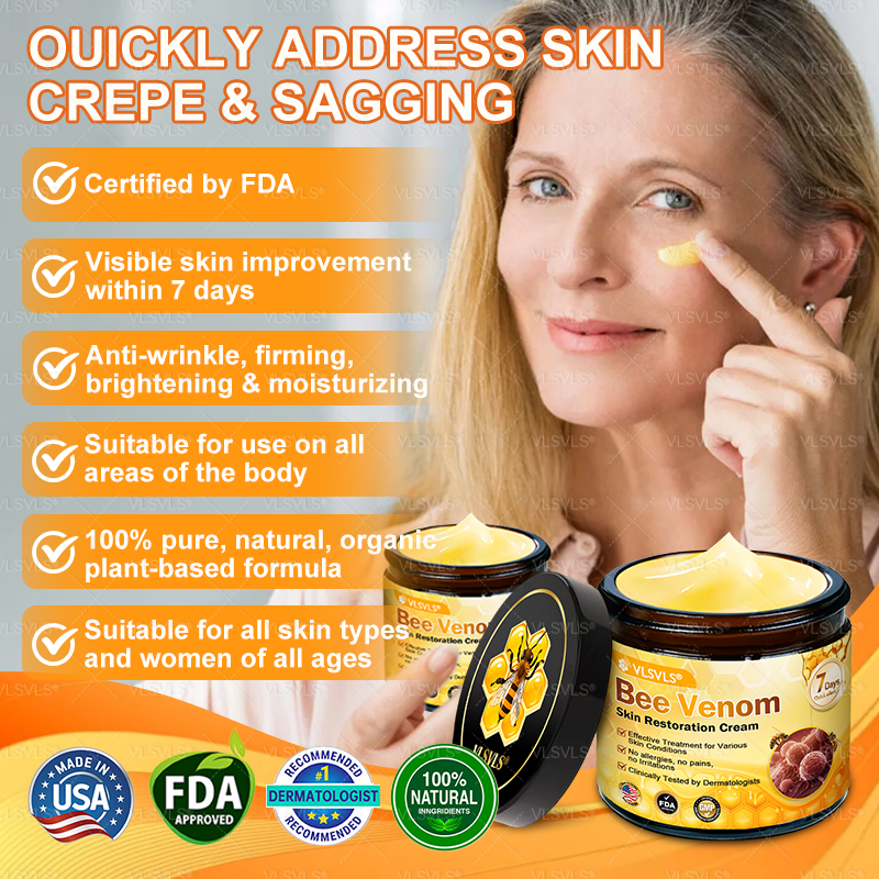 Made and Shipped from USA ✨ VLSVLS® Bee Venom Skin Restoration Cream with Collagen & Matrixyl 3000 | Obesity🔥 Sagging Skin, Fine Lines, Loss of Firmness, Flat Bust, Drooping Hips, and More🔥 LAST DAY 80% OFF 🗽