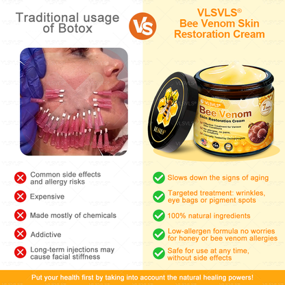 Made and Shipped from USA ✨ VLSVLS® Bee Venom Skin Restoration Cream with Collagen & Matrixyl 3000 | Obesity🔥 Sagging Skin, Fine Lines, Loss of Firmness, Flat Bust, Drooping Hips, and More🔥 LAST DAY 80% OFF 🗽